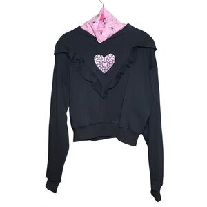 NWT Dolls Kill Trickz N’ Treatz Cropped Spider Web Heart Sweatshirt Soft Goth